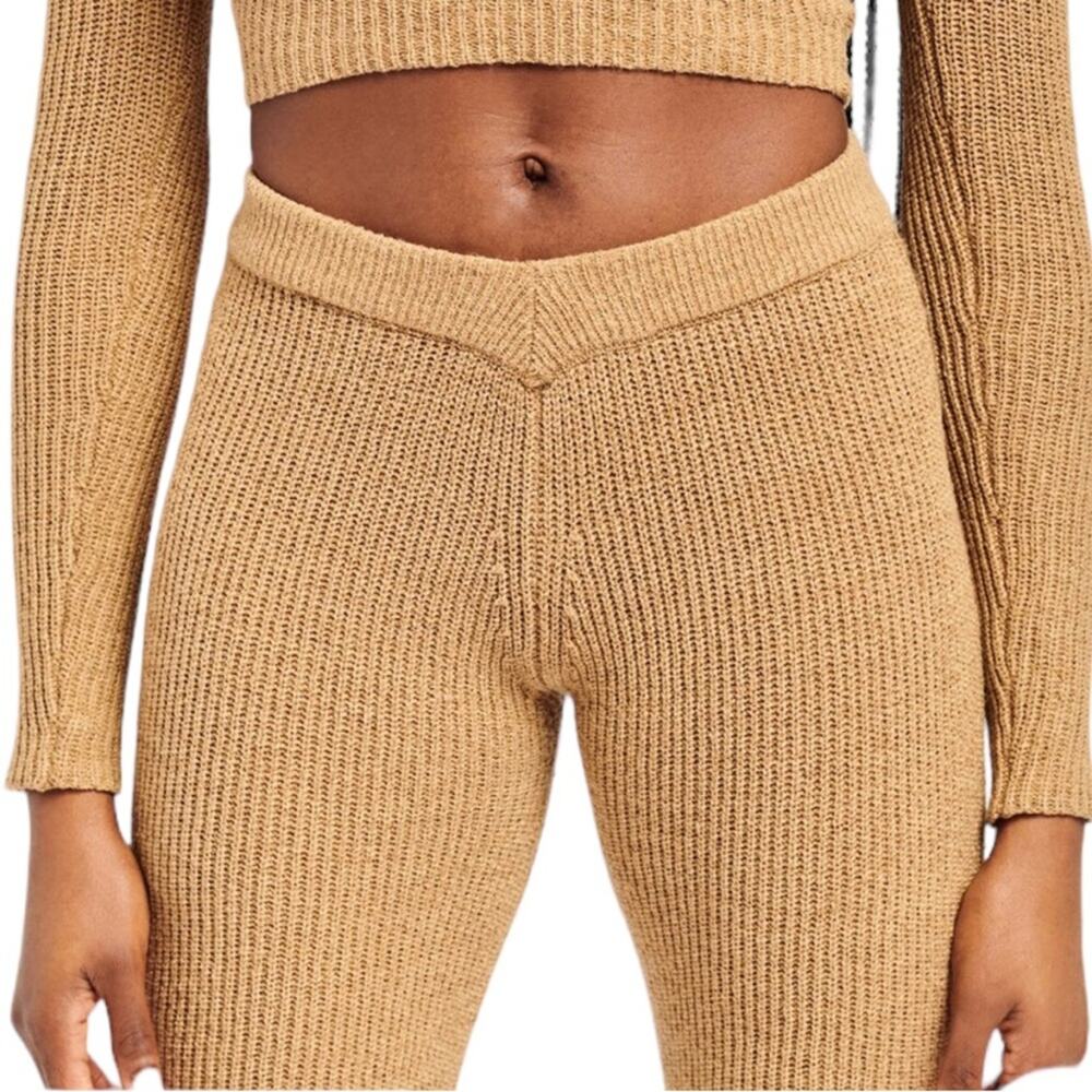 NWT SER•O•YA Brown London Pants Knit‎ Flare High Rise Slight V Waist Size Large - Picture 2 of 15
